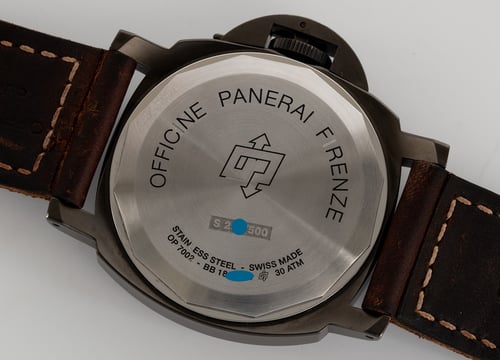 Caseback of Luminor Black Seal Left-Handed 'Destro' 8 Days