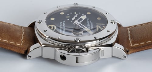 Crown Side Shot of Luminor Submersible - A series - Tritium