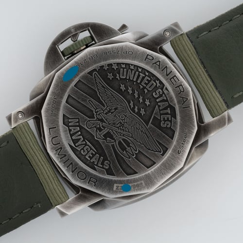 Caseback of Luminor Marina Navy SEALs