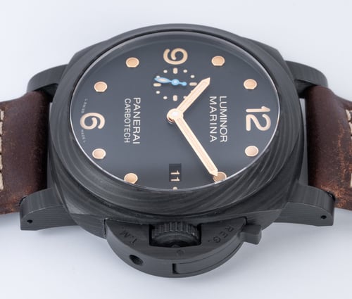 Crown Side Shot of Luminor Marina 1950 Carbotech