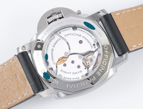 Caseback of Luminor 1950 8 Days GMT 'Dot Dial'