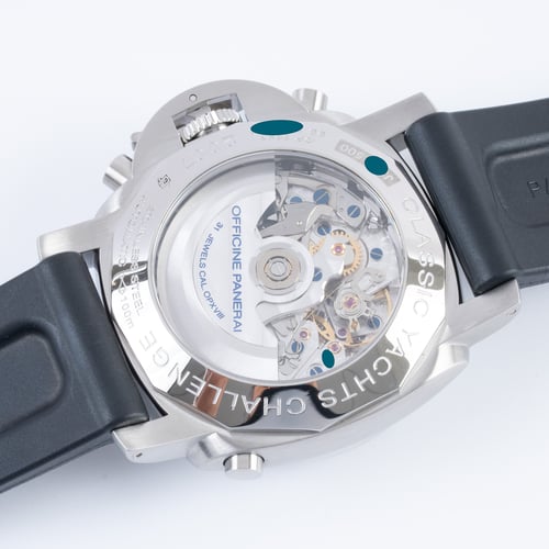 Caseback of Luminor 1950 Regatta Rattrapante
