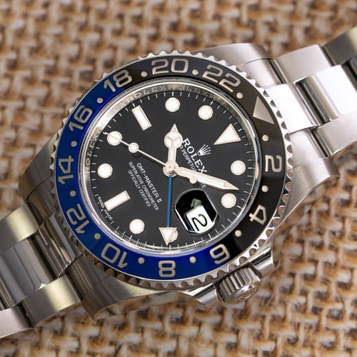 Stylied photo of  of GMT-Master II BLNR 'Batman'