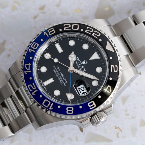 Stylied photo of  of GMT-Master II BLNR 'Batman'
