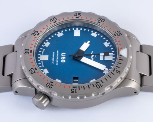 Crown Side Shot of U50-T Blue Tegimented