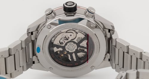 Caseback of Carrera Calibre Heuer 02 Chronograph GMT