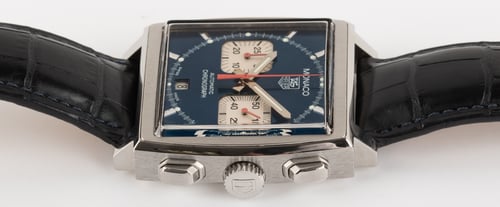 Crown Side Shot of Monaco Chronograph 'Steve McQueen'