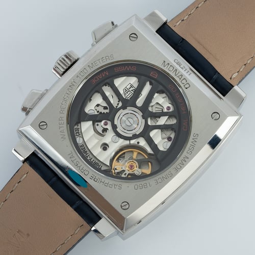 Caseback of Monaco Chronograph