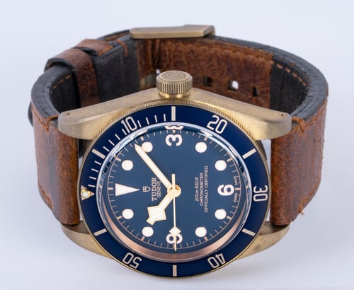 Front View of Black Bay Bronze Bucherer