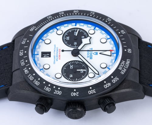 Crown Side Shot of Black Bay Chrono 'Carbon 25' Limited Edition