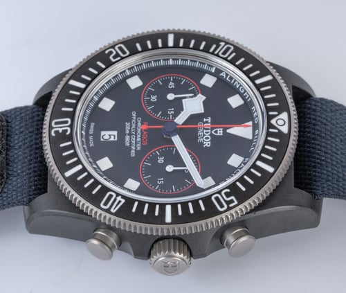 Crown Side Shot of Pelagos FXD 'Red Bull' Chronograph