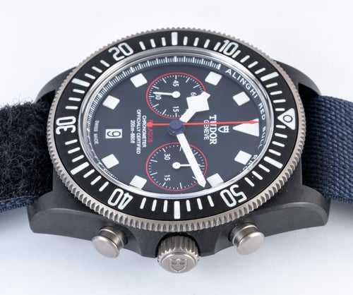 Crown Side Shot of Pelagos FXD 'Red Bull' Chronograph