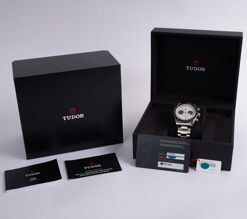 Box / Paper shot of Black Bay Chronograph 'Panda'