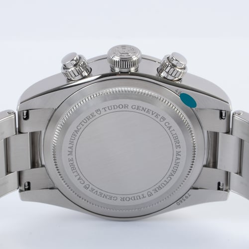 Caseback of Black Bay Chronograph 'Panda'