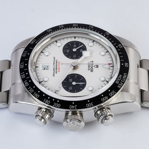 Crown Side Shot of Black Bay Chronograph 'Panda'