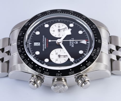 Crown Side Shot of Black Bay Chronograph