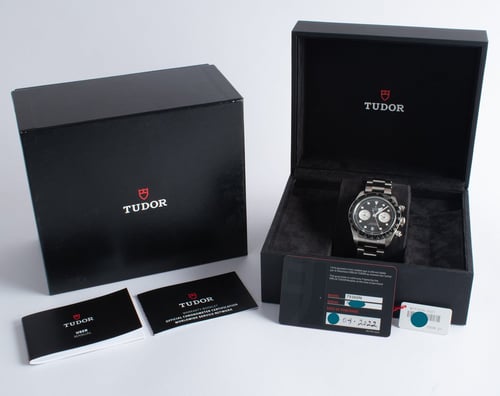 Box / Paper shot of Black Bay Chronograph