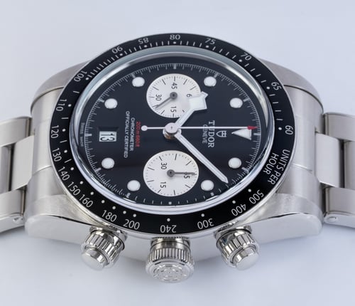 Crown Side Shot of Black Bay Chronograph