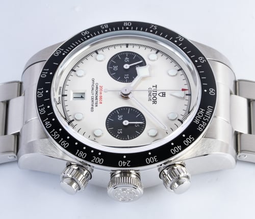 Crown Side Shot of Black Bay Chronograph 'Panda'