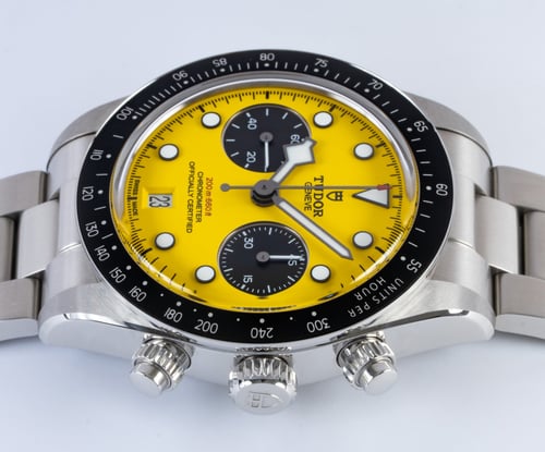Crown Side Shot of Black Bay Chronograph