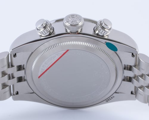 Caseback of Black Bay Chronograph 'Flamingo Blue'