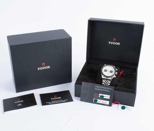 Box / Paper shot of Black Bay Chronograph 'Panda'