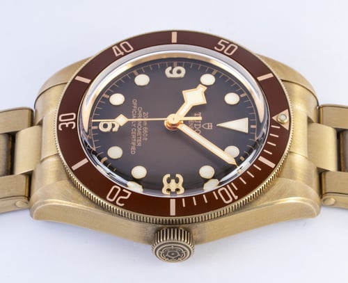 Crown Side Shot of Black Bay 58 Bronze