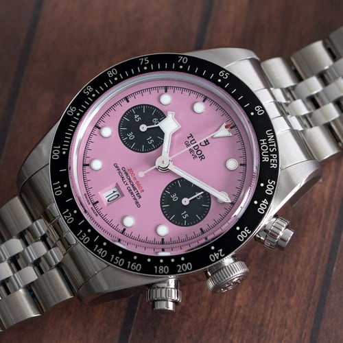 Stylied photo of  of Black Bay Chronograph 'Miami Pink'
