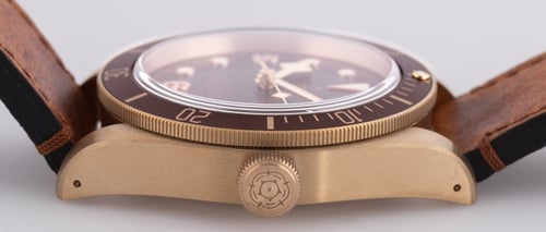 Crown Side Shot of Heritage Black Bay Bronze