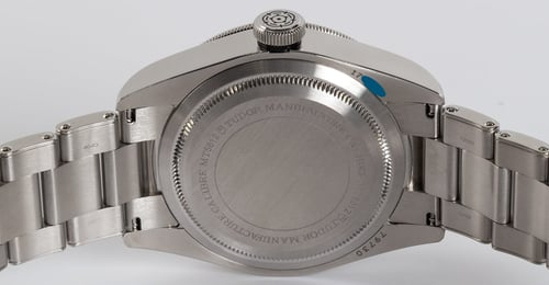 Caseback of Heritage Black Bay Steel