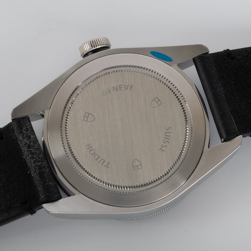 Caseback of Heritage Black Bay Black 'Smiley'