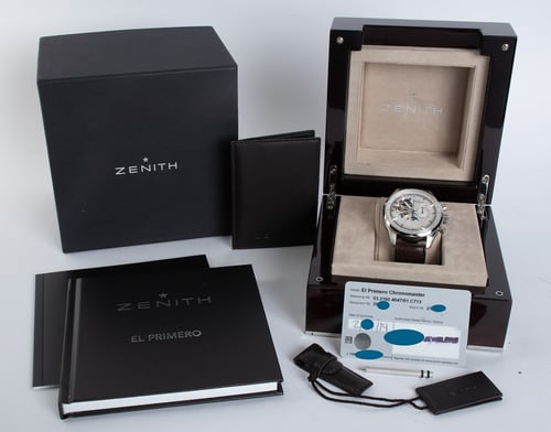 Box / Paper shot of El Primero Chronomaster Open Moon & Sun Phase