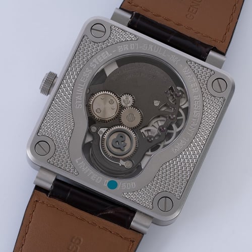 Caseback of BR 01 Laughing Skull