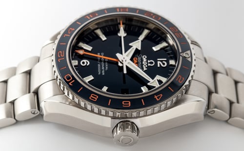 Crown Side Shot of Seamaster Planet Ocean GMT 'Goodplanet'