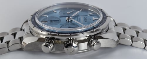 Crown Side Shot of Speedmaster 38