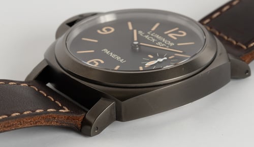 Crown Side Shot of Luminor Black Seal Left-Handed 'Destro' 8 Days