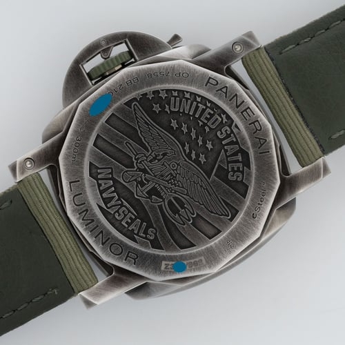 Caseback of Luminor Marina Navy SEALs