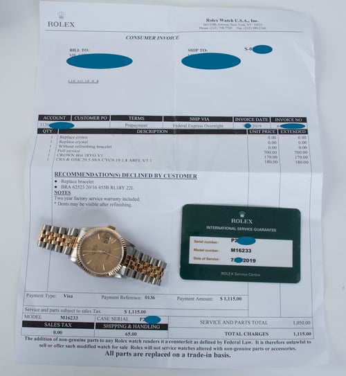 Extra Included Items of Datejust 36