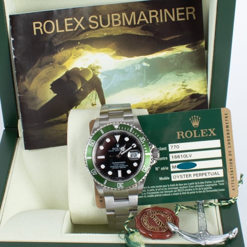 View in Box of Submariner Date 'Anniversary' Kermit