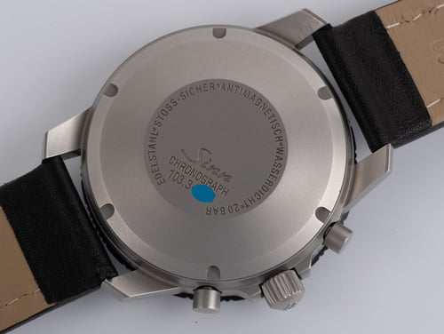 Caseback of 103 St Acrylic Matte Chronograph