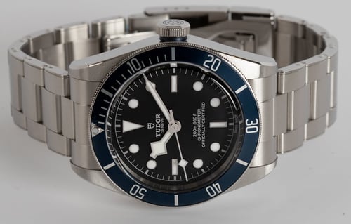 Front View of Heritage Black Bay Blue