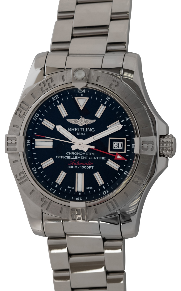 BREITLING AVENGER II GMT NERO CINTURINO IN PELLE NERA 43mm A3239011/BC35/436X/A20D.1 Offerta