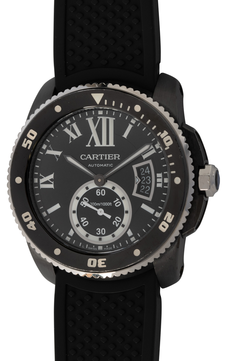 calibre de cartier carbon diver watch