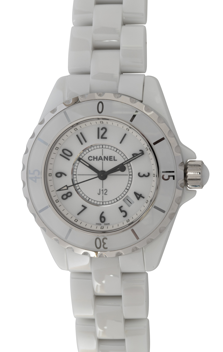 Chanel J12 Ladies Automatic Watch; White Dial; 38 mm Ceramic Bracelet H7481