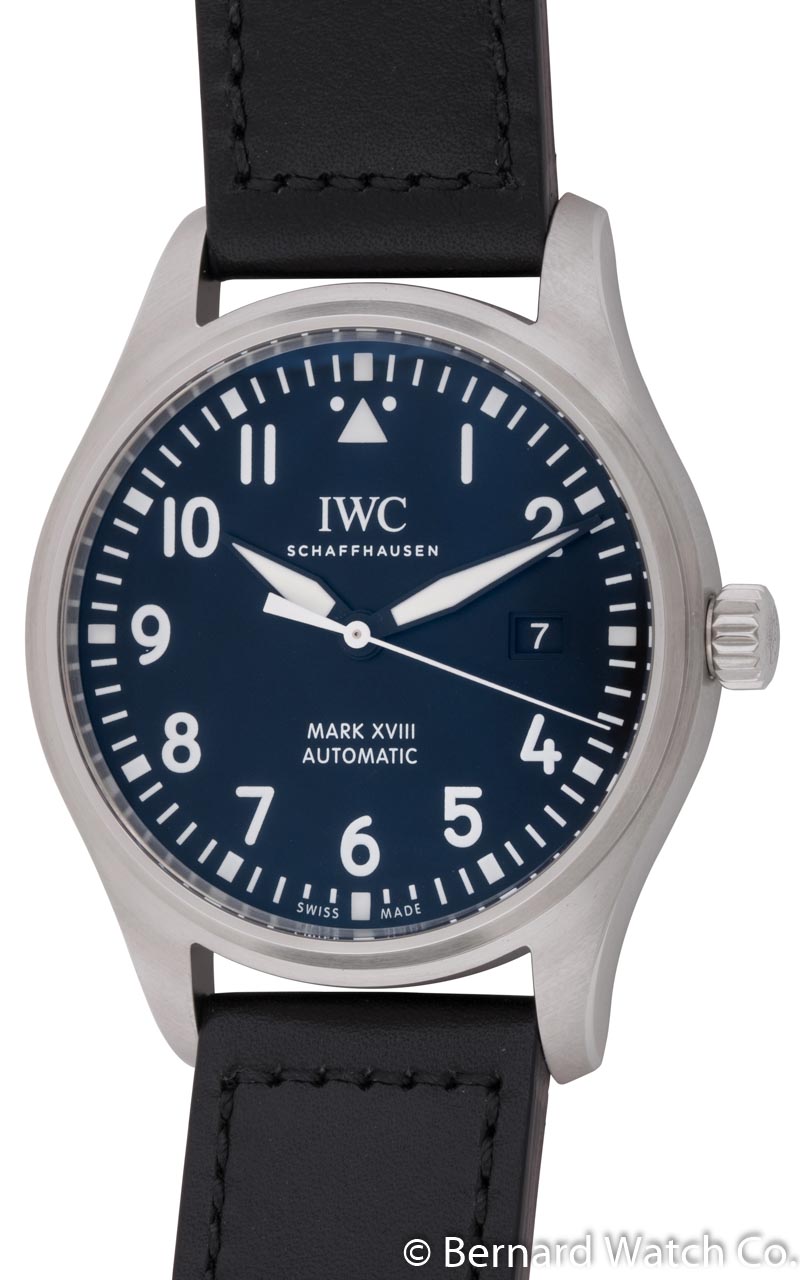 IWC Pilot s Mark XVIII IW327001 SOLD OUT black dial on black Santoni calfskin strap
