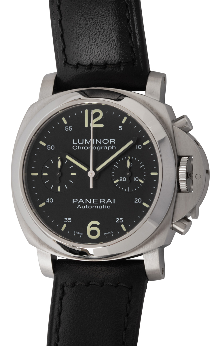 Panerai Luminor Chronograph PAM 310 SOLD OUT black dial on black alligator strap