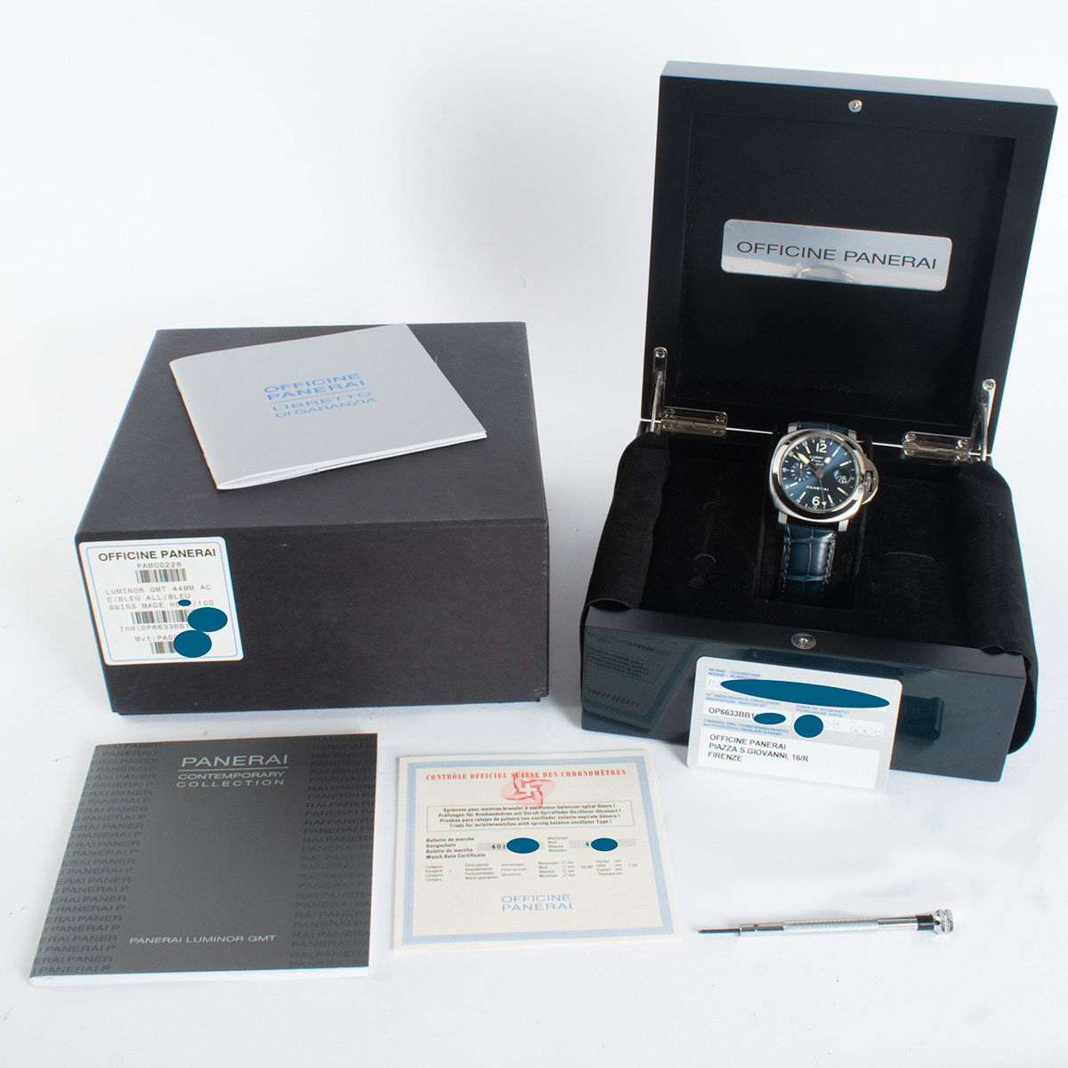 Panerai - Luminor Firenze Boutique GMT : PAM 228 : SOLD OUT : blue 