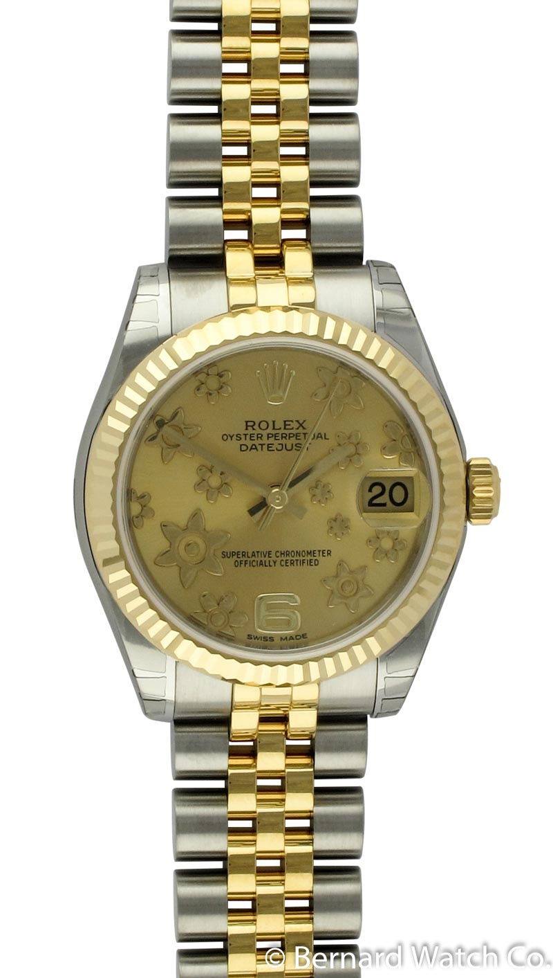 Rolex - Datejust Midsize 31MM : 178273 : SOLD OUT : champagne dial with floral motif dial