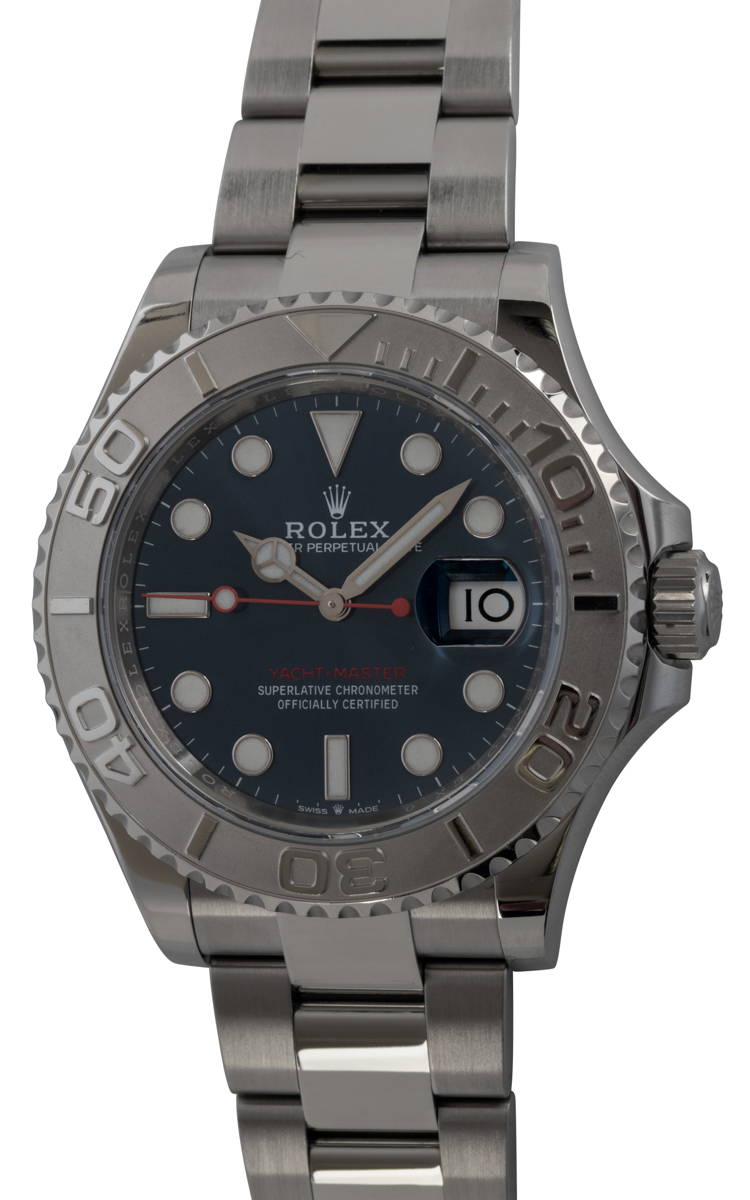 Rolex Stainless Steel and Platinum Yacht-Master with Blue Dial