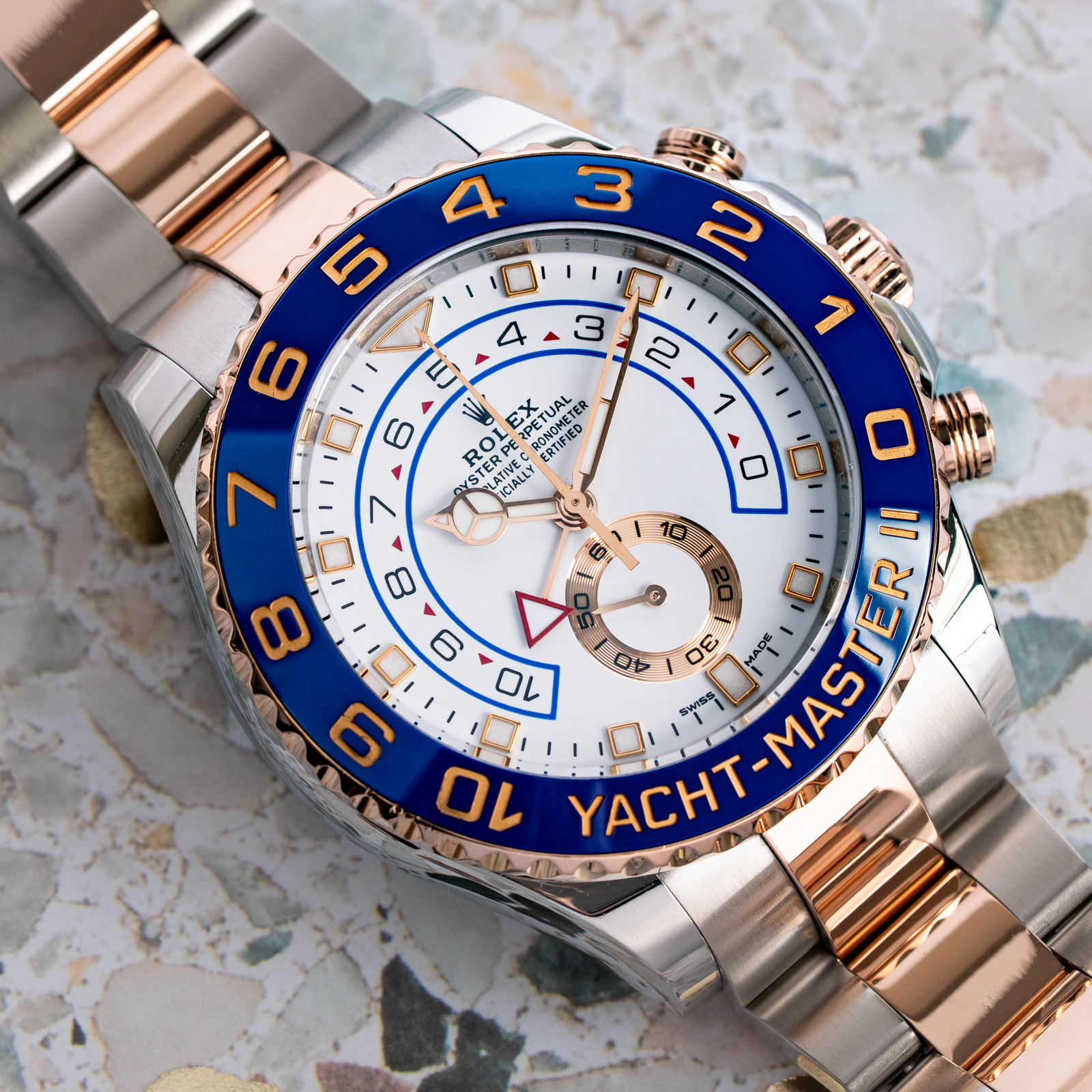 ウシロディック Rolex Yacht-Master II 116681 - White Dial, 18k Everose Gold